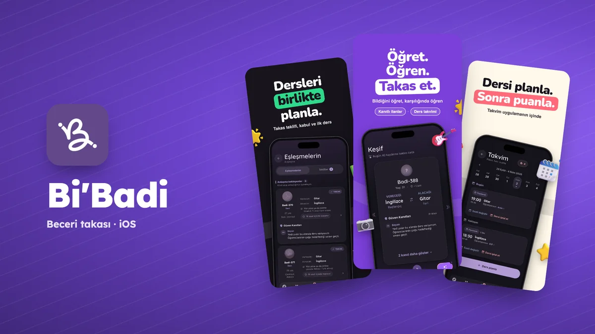 Bi’Badi mobil uygulamasının ekranları