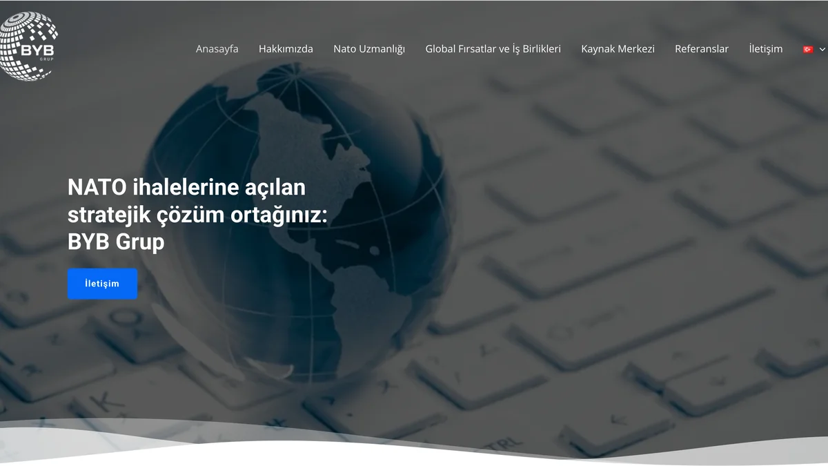 BYB Grup kurumsal web sitesinin ana sayfası