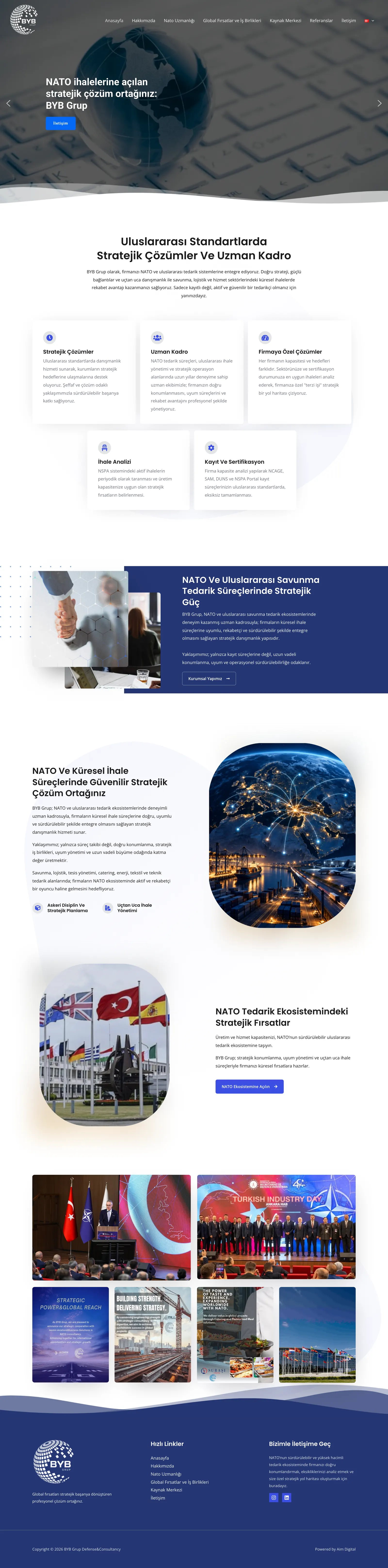 BYB Grup kurumsal web sitesinin ana sayfası