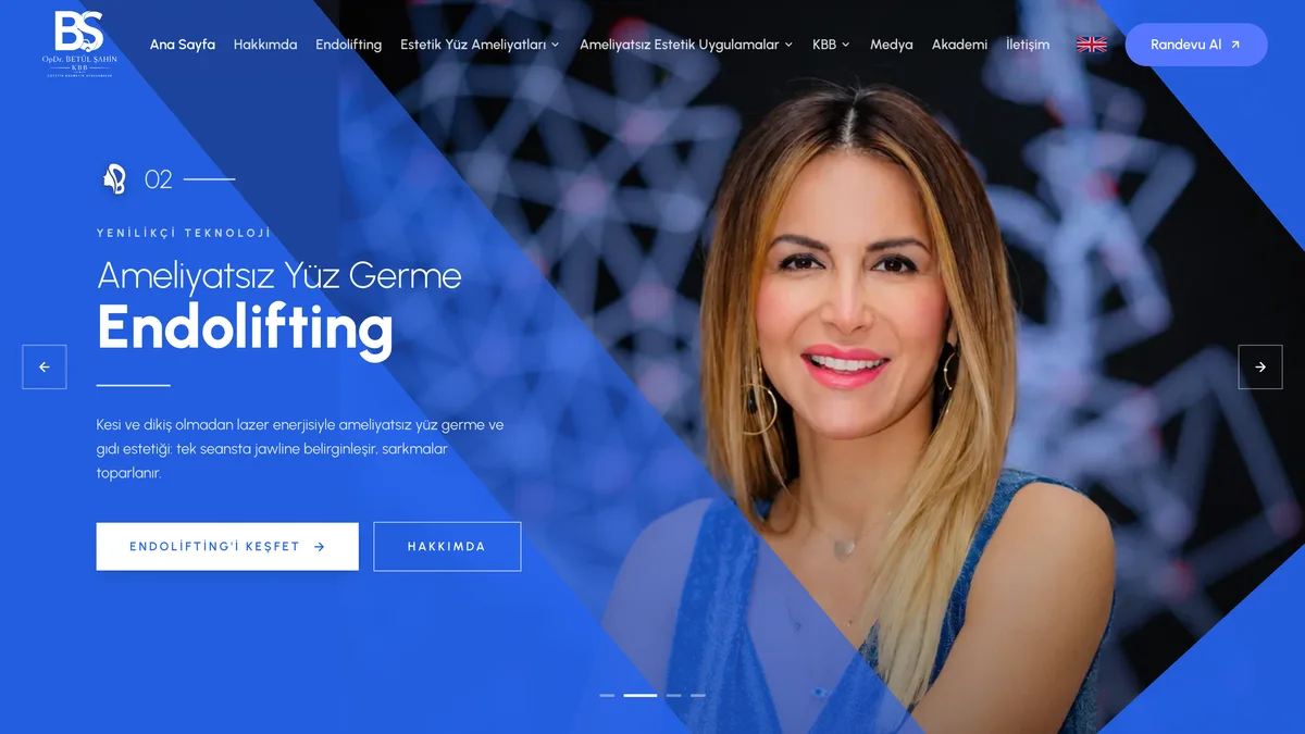 Op. Dr. Betül Şahin kişisel web sitesinin ana sayfası