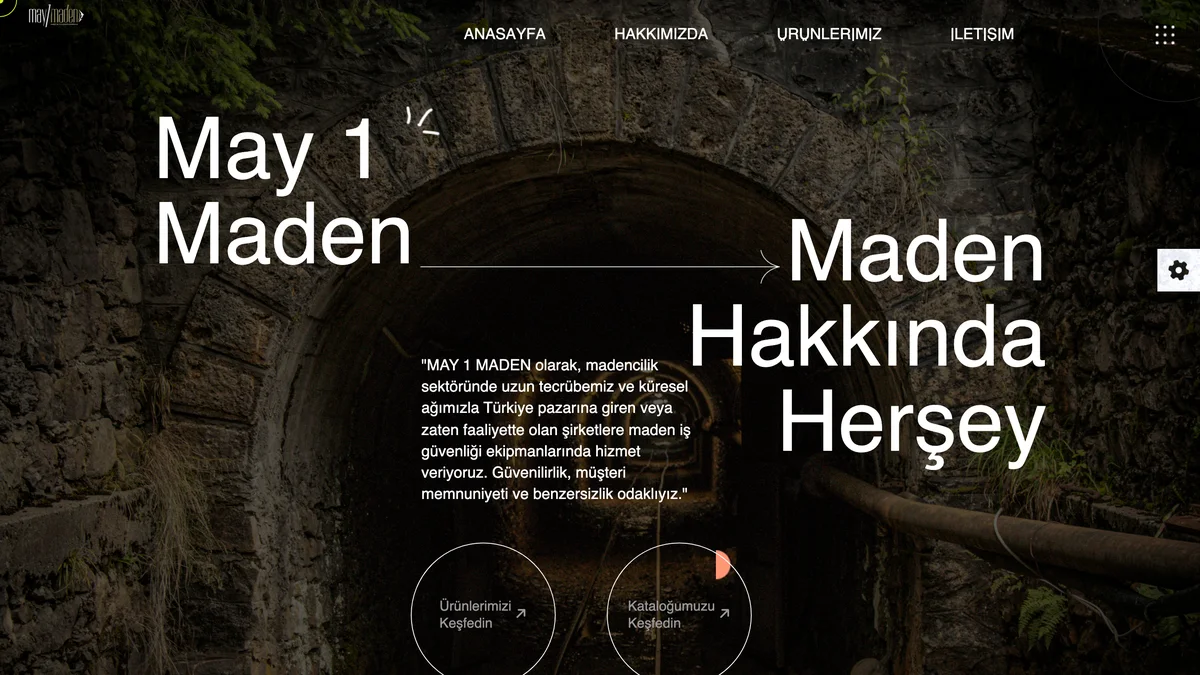 May 1 Maden kurumsal web sitesinin ana sayfası