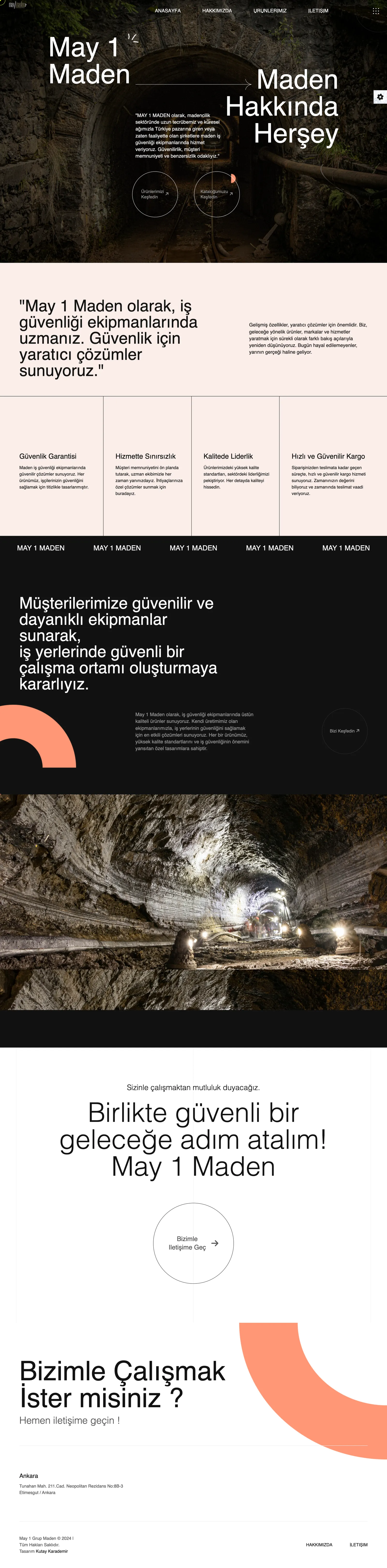 May 1 Maden kurumsal web sitesinin ana sayfası