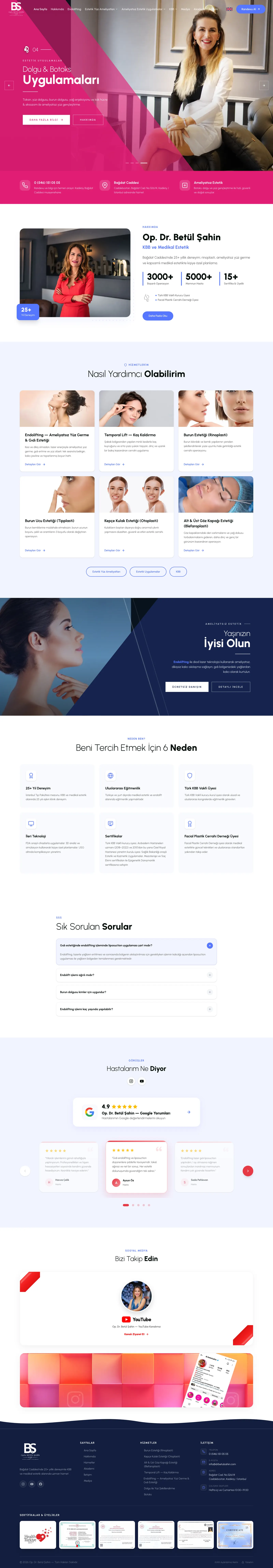 Op. Dr. Betül Şahin kişisel web sitesinin ana sayfası