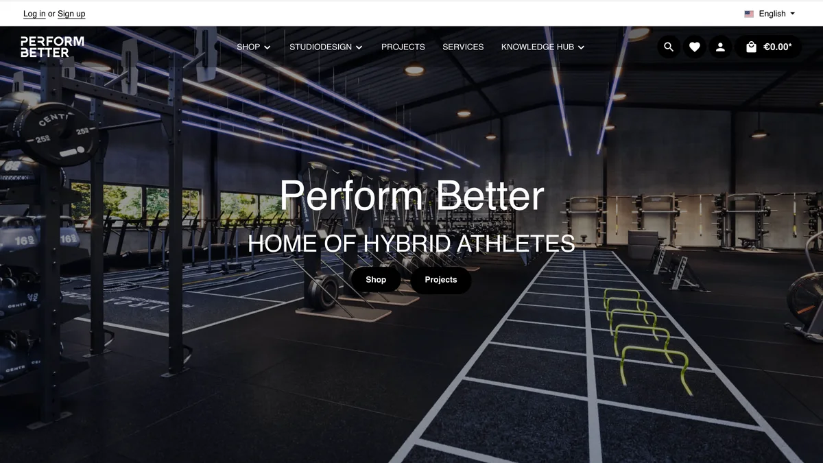 Perform Better e-ticaret sitesinin ana sayfası