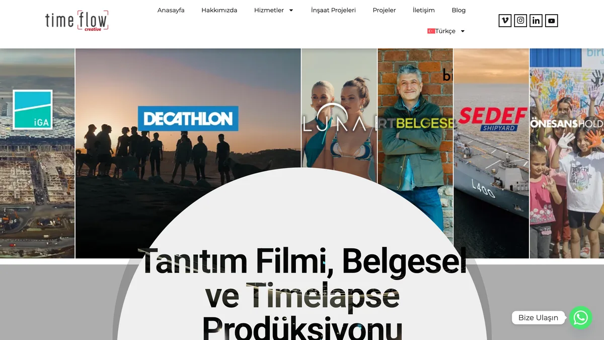 Time Flow Creative portfolyo sitesinin ana sayfası