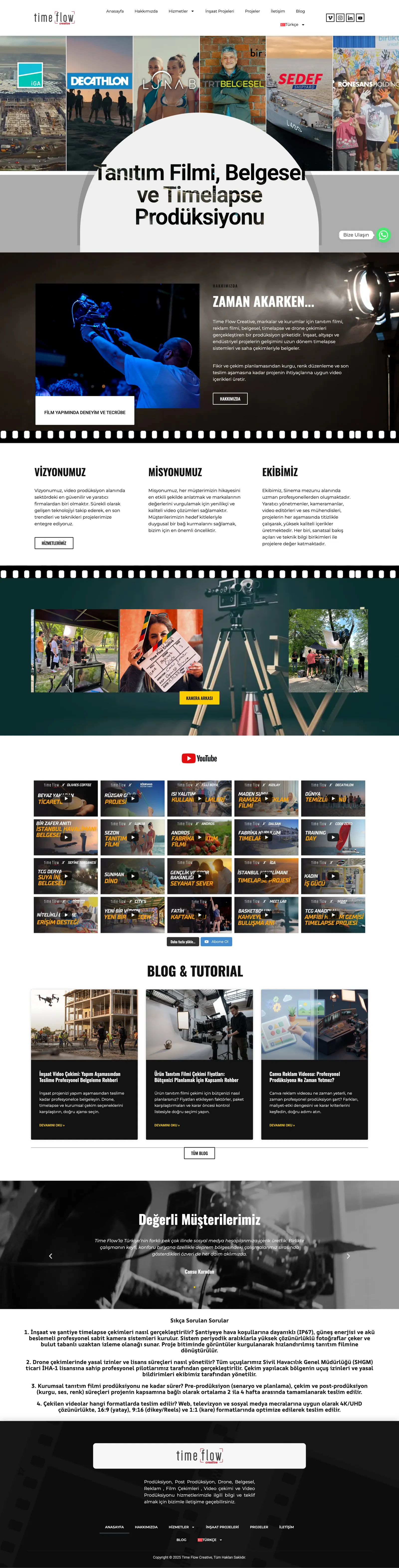 Time Flow Creative portfolyo sitesinin ana sayfası